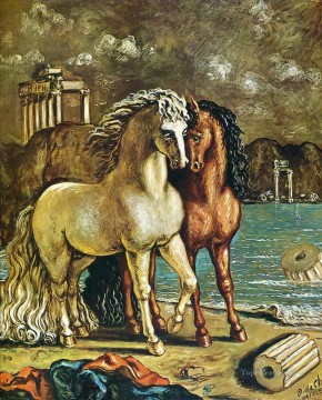 Caballo Painting - caballos antiguos en la costa del mar Egeo 1963 Giorgio de Chirico
